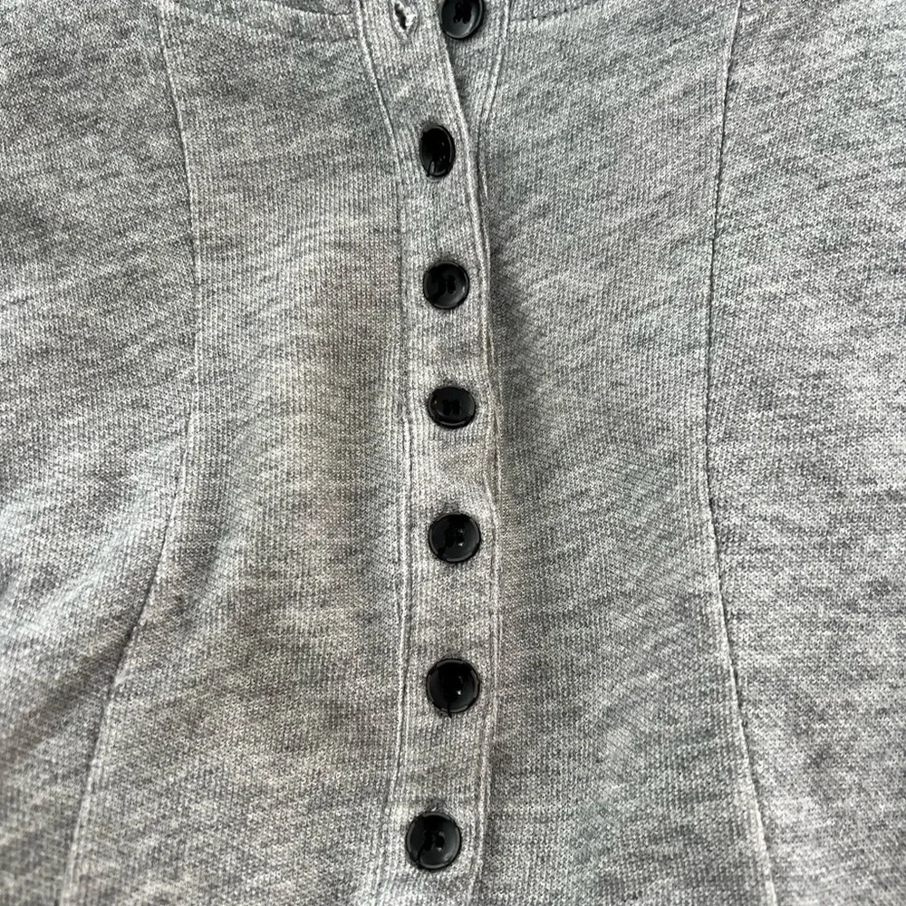 Kensie Quarter Button Jersey Dress Light Gray Drape Pockets Hood - Picture 8 of 8